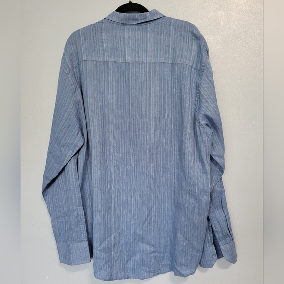 Cubavera Linen Blend Button Down Men's Shirt Blue XXL - Picture 2 of 9